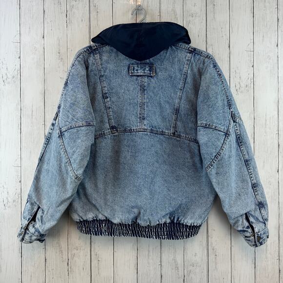 VTG 80's Hugo Valentino Acid Wash Sherpa Lined Denim Trucker Jacket Size Large - Picture 6 of 15